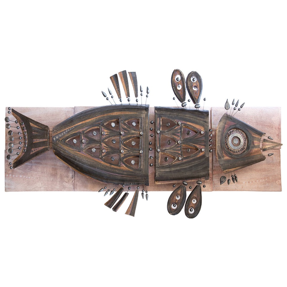 Georges Pelletier, Glazed ceramic fish sculpture, signed, Circa 1970, France.