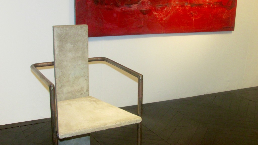 Details of the Jonas Bohlin(Sweden 1953 - ) Concrete Chair. Concrete and tubular steel. Sweden, 1980.
