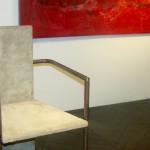 Details of the Jonas Bohlin(Sweden 1953 - ) Concrete Chair. Concrete and tubular steel. Sweden, 1980.