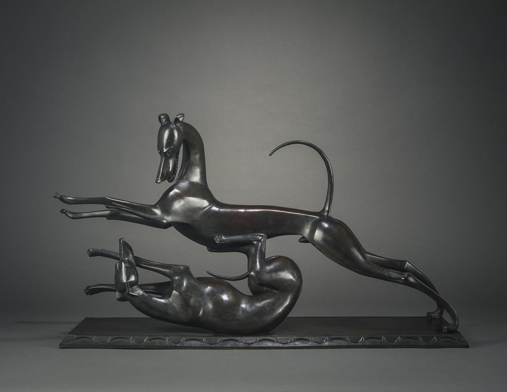 A Pair of Playful Bronze Greyhounds at Hirschl & Adler. How magnificent.
