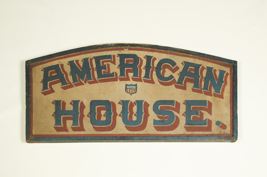 Ode to the nostalgic feelings that Americana Art brings into our lives: American House Trade Sign from Olde Hope Antiques.