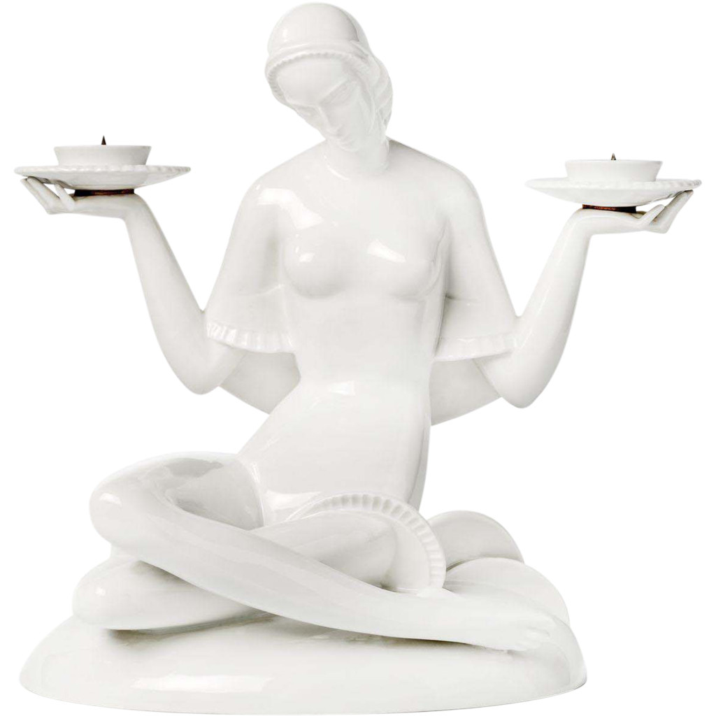 Woman Sulpture With Two Candlesticks by Gerhard Schliepstein on RubyLUX.com