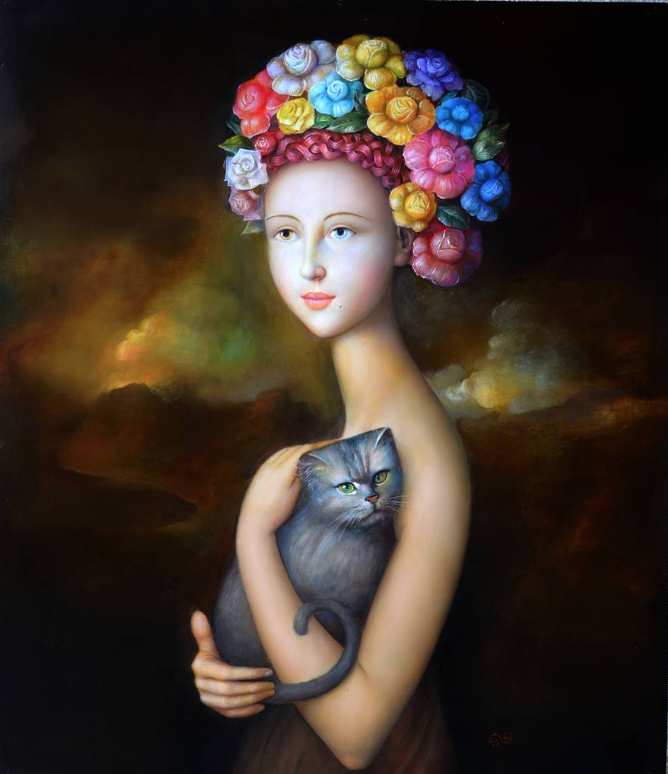 Fanciulla fiorita con gatto/Alfonso Rocchi