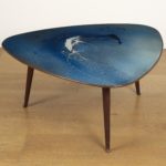 Piano di Tavolino, Mixed media on glass and walnut