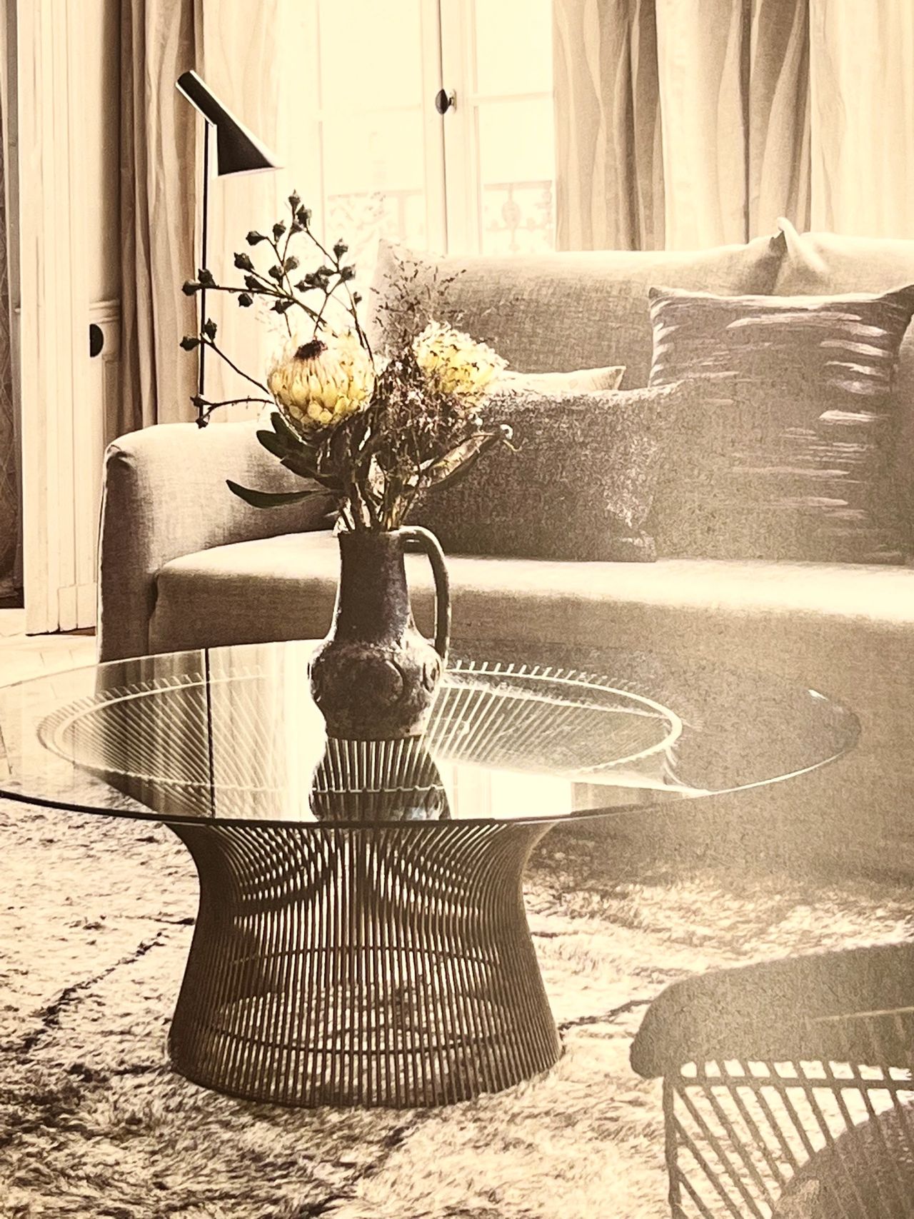 A Parisian apartment, clad with Larsen textiles, while a Platner coffee table takes center stage. Photo courtesy: LARSEN